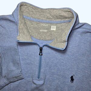 Polo Ralph Lauren Mens 1/4 Zip Pullover Sweater Soft Baby Blue XXL Cotton Blend